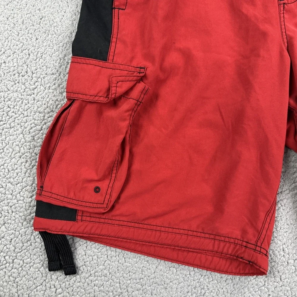 VTG Nike‎ Swim Trunks Board Shorts Men 2XL Red Black Embroidered Y2K 268944-648